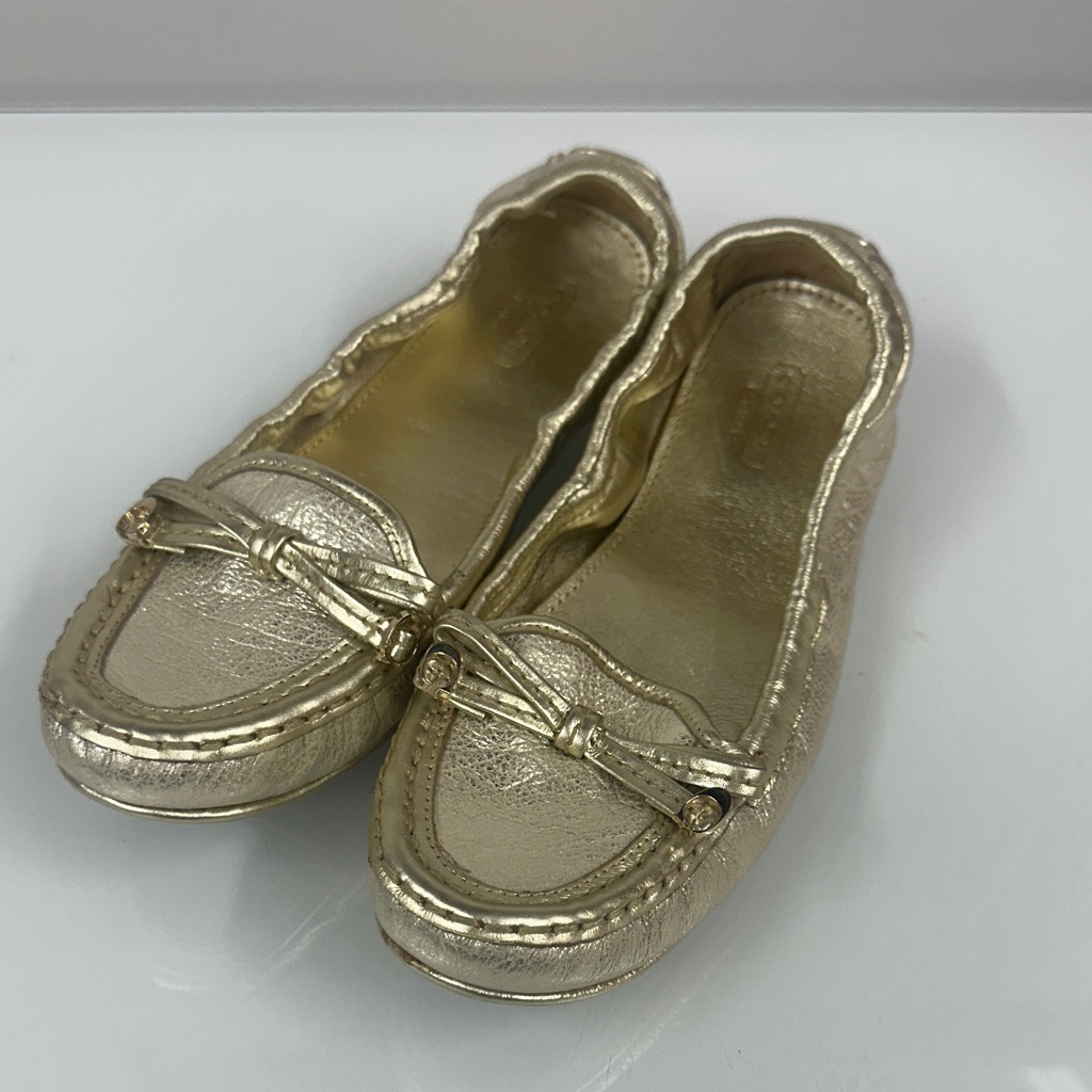 Coach Isabelle Shimmering Gold Loafers 8.5
